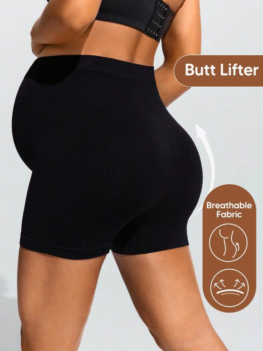 Baby Blue Ultra High Waist Maternity Sports Shorts - Animal Pattern High Stretch Skinny Fit Mini Shorts - Comfortable Double Waist Athletic Wear