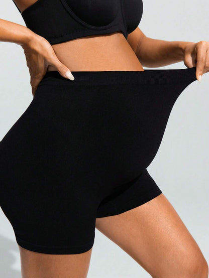 Baby Blue Ultra High Waist Maternity Sports Shorts - Animal Pattern High Stretch Skinny Fit Mini Shorts - Comfortable Double Waist Athletic Wear