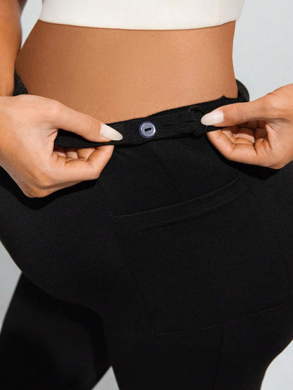 Navy Blue Ultra High Waist Maternity Leggings - Solid Color Elastic Waist Bermuda Shorts - Comfortable Medium Stretch Daily Activewear