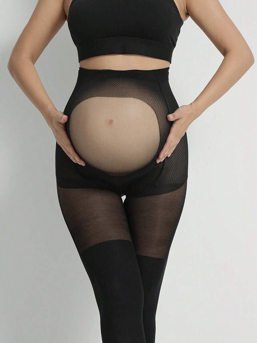 Maternity Pantyhose 1-2 Pairs - Plus Size High Waist Breathable Transparent Belly, Autumn