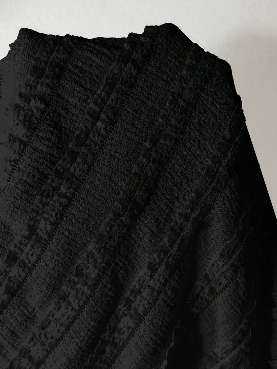 Maternity One Shoulder Long Bell Sleeve Shirt - Asymmetrical Ruffle Hem Slim Fit Rib Knit Jacquard Top for Beach & Casual Wear