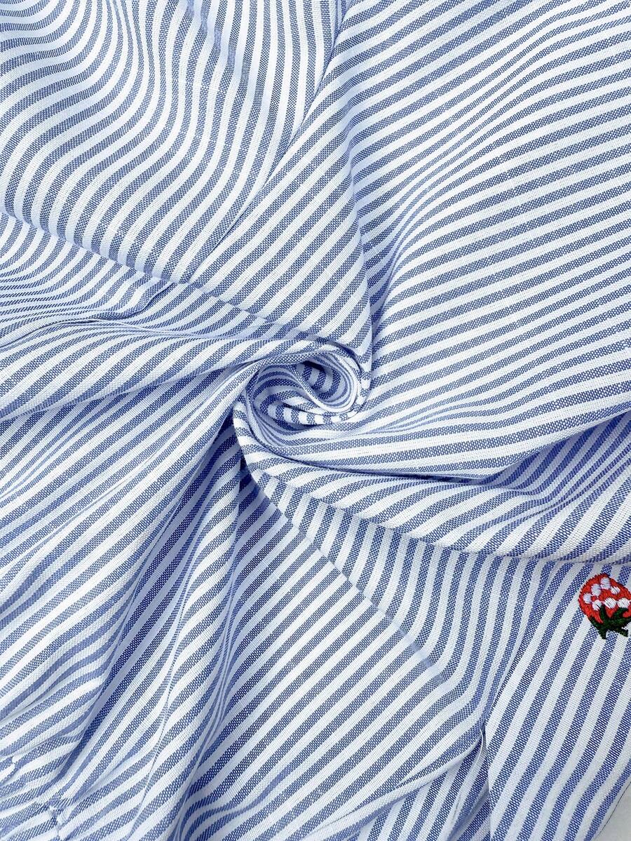 Maternity Striped Strawberry Embroidery Shorts Blue and White Ultra High Elastic Waist Loose Fit Wide Leg Summer Vacation Casual Shorts