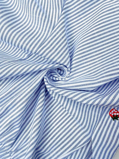 Maternity Striped Strawberry Embroidery Shorts Blue and White Ultra High Elastic Waist Loose Fit Wide Leg Summer Vacation Casual Shorts