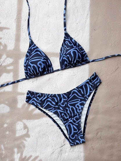 Swim Vcay 2026 Spring/Summer Women's Spaghetti Strap Halter Neck Black Base White Polka Dot Random Print Sweet Cute Side High Cut Bikini Swimwear 2-Piece Set Vacation Bikini Set Pink Bikini Set High Leg Bikini Set Modest Bikini Set Bikini Set
