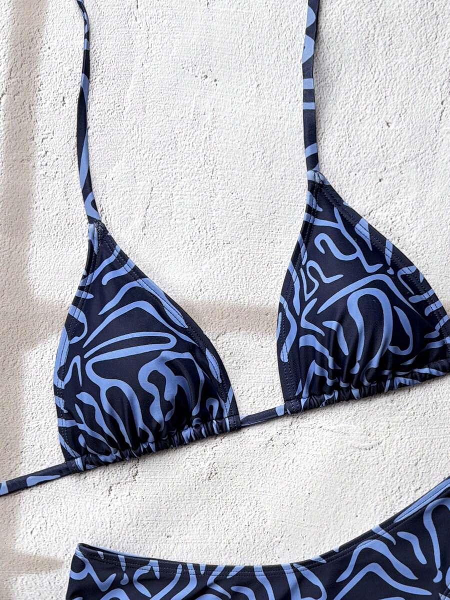Swim Vcay 2026 Spring/Summer Women's Spaghetti Strap Halter Neck Black Base White Polka Dot Random Print Sweet Cute Side High Cut Bikini Swimwear 2-Piece Set Vacation Bikini Set Pink Bikini Set High Leg Bikini Set Modest Bikini Set Bikini Set