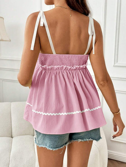 Maternity Spaghetti Strap Peplum Cami Top White Knot Front Flared Crop Tank Slim Fit Woven Maternity Summer Outfit