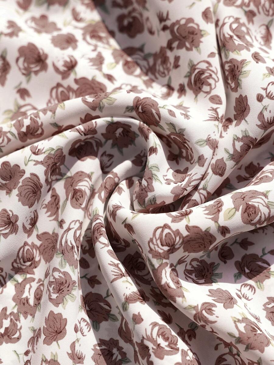 Maternity Floral Square Neck Puff Sleeve Midi Dress - Boho Tie Front High Waist Slim Fit A-Line Vacation Sun Dress
