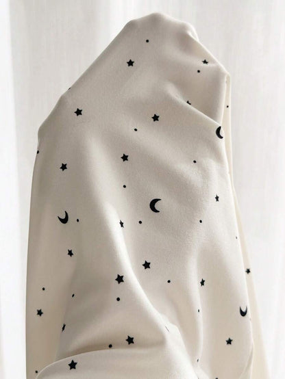 Maternity Sleepwear Set 2 Pack - Lace Patchwork Star Moon Print Top and Pants, Nursing Pajamas