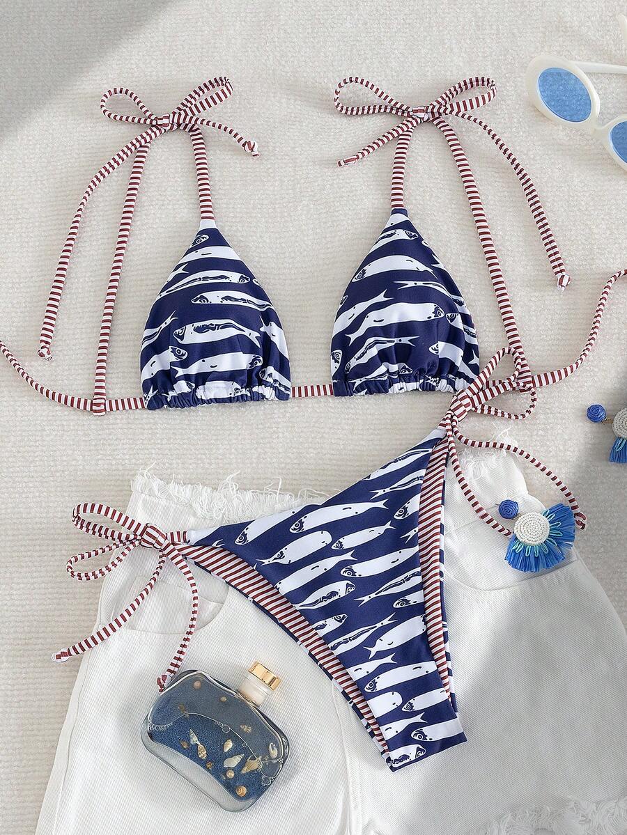 Costavie Fashionable & Sweet Shoulder-Tie Side Bow Knot Wireless Removable Padded Sexy Women Bikini Swimwear 2-Piece Set