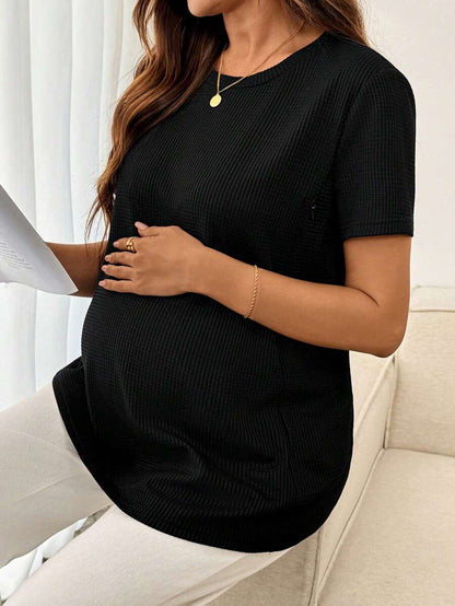 Maternity Nursing Top – Round Neck Short Sleeve Daily Wear