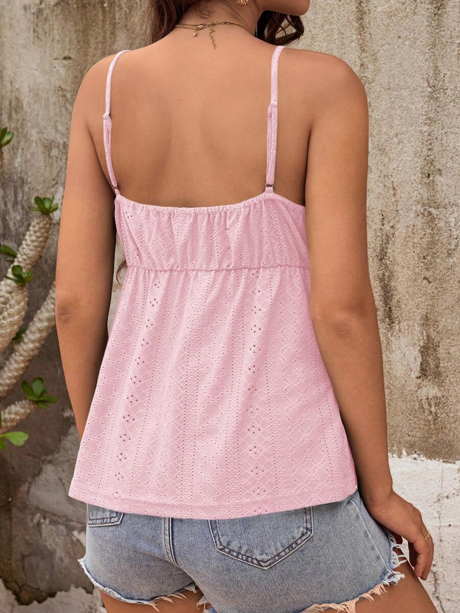 White Contrast Lace Embroidery Maternity Camisole - Boho Spaghetti Strap Knit Maternity Tank Top for Home and Vacation