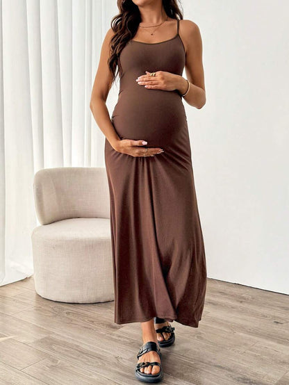 Maternity Solid Color Mermaid Hem Fitted Camisole Dress