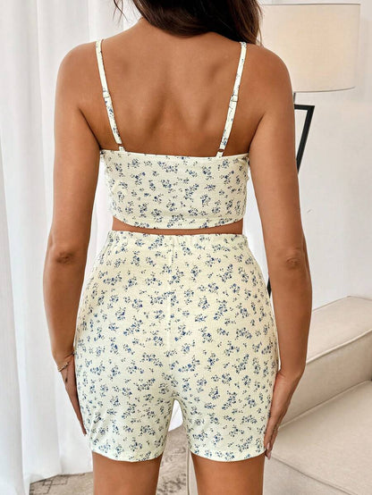2-Piece Maternity Floral Pajama Set – Camisole & Shorts Summer