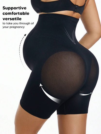 Maternity Solid Color Knee-Length Shorts - High Stretchy Summer Comfort