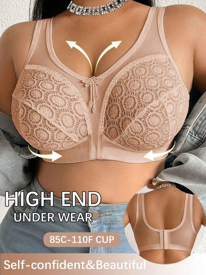 Women's Plus Size Sheer Mesh Splice Wireless Bra - Comfortable Breathable Bralette