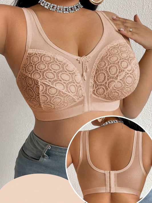 Women's Plus Size Sheer Mesh Splice Wireless Bra - Comfortable Breathable Bralette