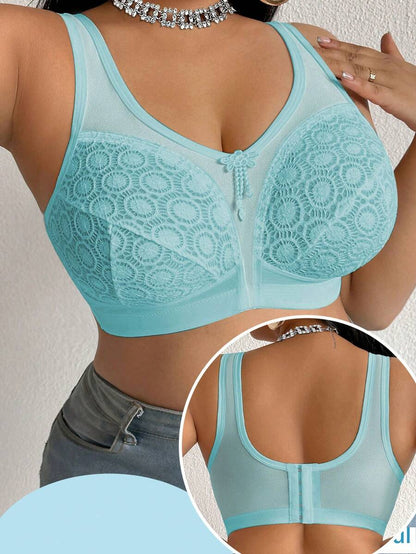 Women's Plus Size Sheer Mesh Splice Wireless Bra - Comfortable Breathable Bralette