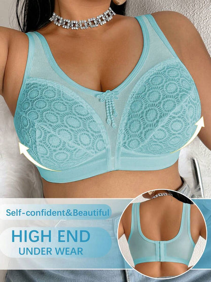 Women's Plus Size Sheer Mesh Splice Wireless Bra - Comfortable Breathable Bralette