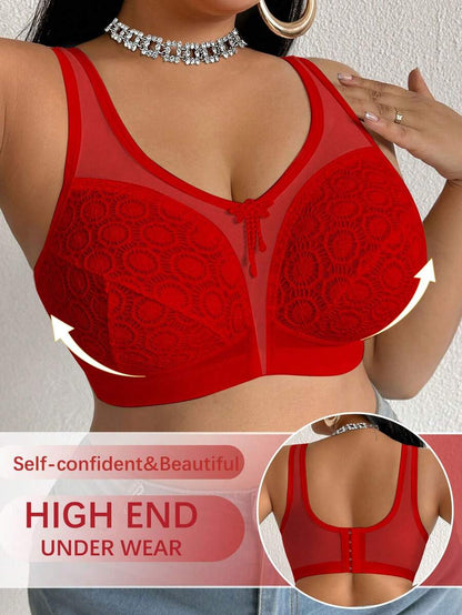 Women's Plus Size Sheer Mesh Splice Wireless Bra - Comfortable Breathable Bralette