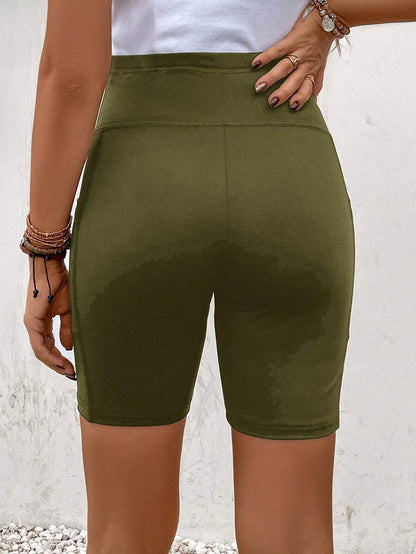 Maternity Wide Waistband Biker Shorts with Phone Pocket - High Stretch