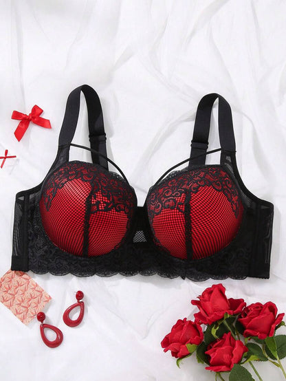 Women's Plus Size Comfortable Underwire Lace Bra - Elegant Full Coverage Support