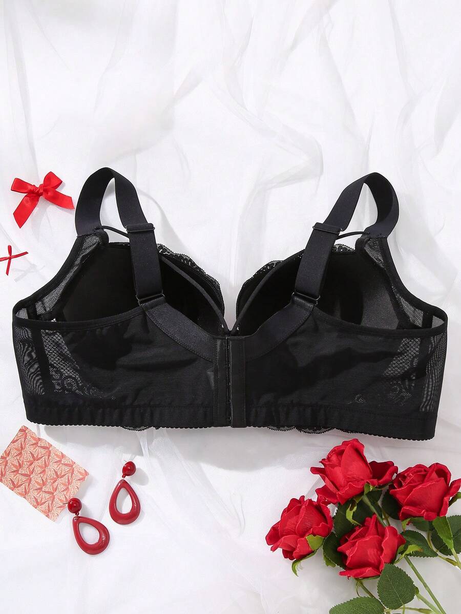 Women's Plus Size Comfortable Underwire Lace Bra - Elegant Full Coverage Support