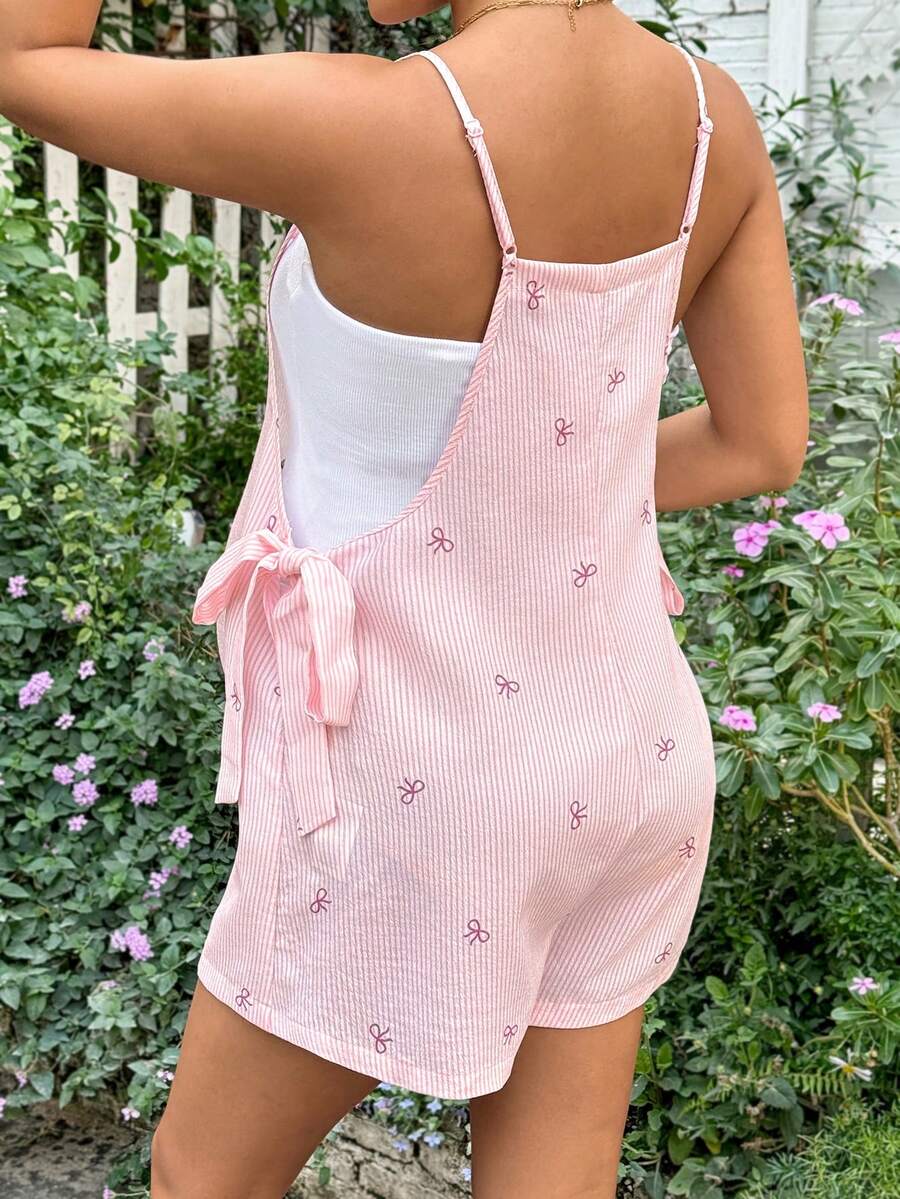 Maternity Bowknot Strap Jumpsuit