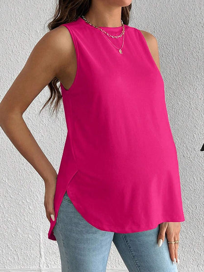 SHEIN Maternity Casual Daily Commute Solid Color Curved Hem Tank Top, Summer