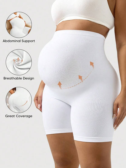 Black High Waist Maternity Shorts - Expandable Abdominal Panel Support