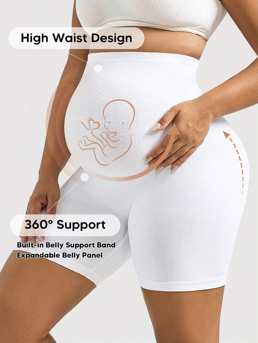 Black High Waist Maternity Shorts - Expandable Abdominal Panel Support
