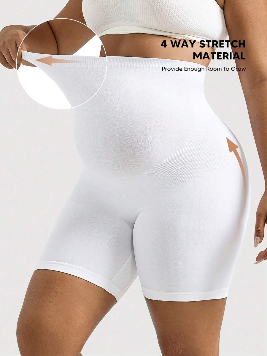 Black High Waist Maternity Shorts - Expandable Abdominal Panel Support