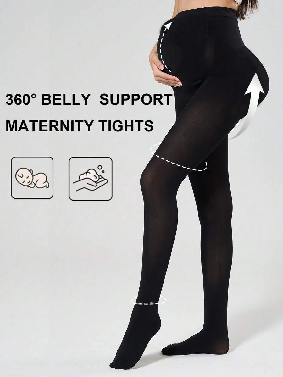 Maternity Pantyhose - Adjustable Strap Abdominal Support High Elasticity Non Binding, Medium Thickness