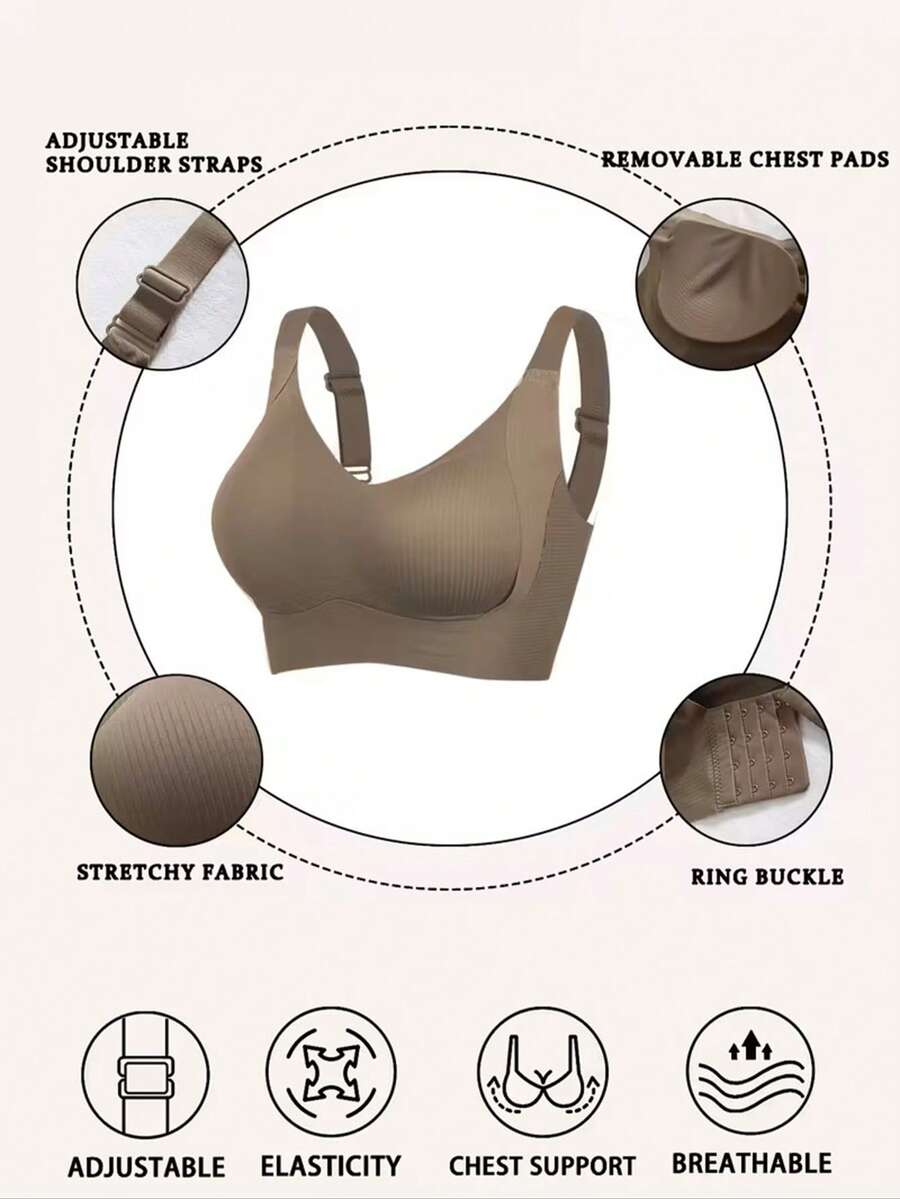 3-Piece Plus Size Seamless Wireless Sports Bra - Full Coverage & Support