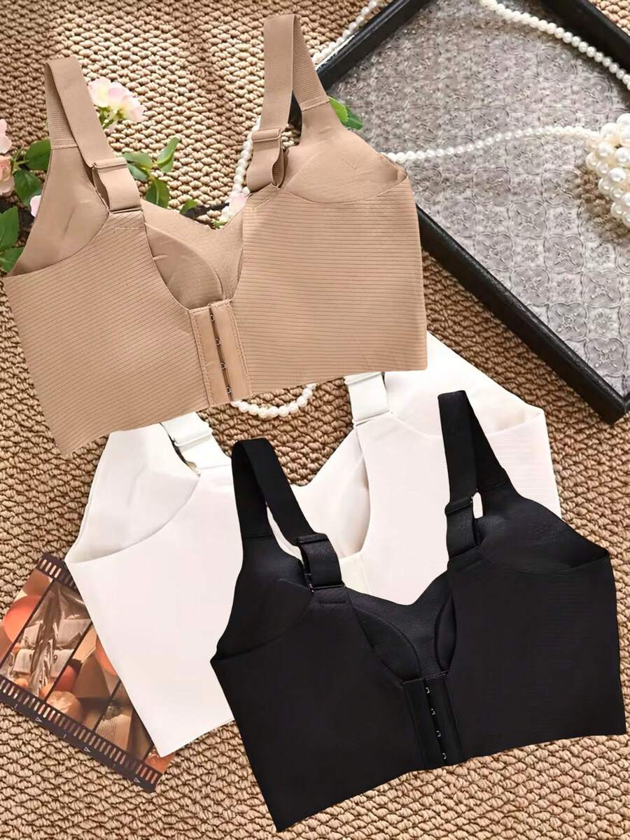 3-Piece Plus Size Seamless Wireless Sports Bra - Full Coverage & Support