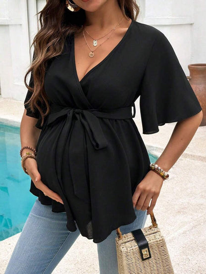 Maternity Vibrant Print Spaghetti Strap Dress, Backless Geometric Camisole Mini for Beach Vacation and Summer Travel