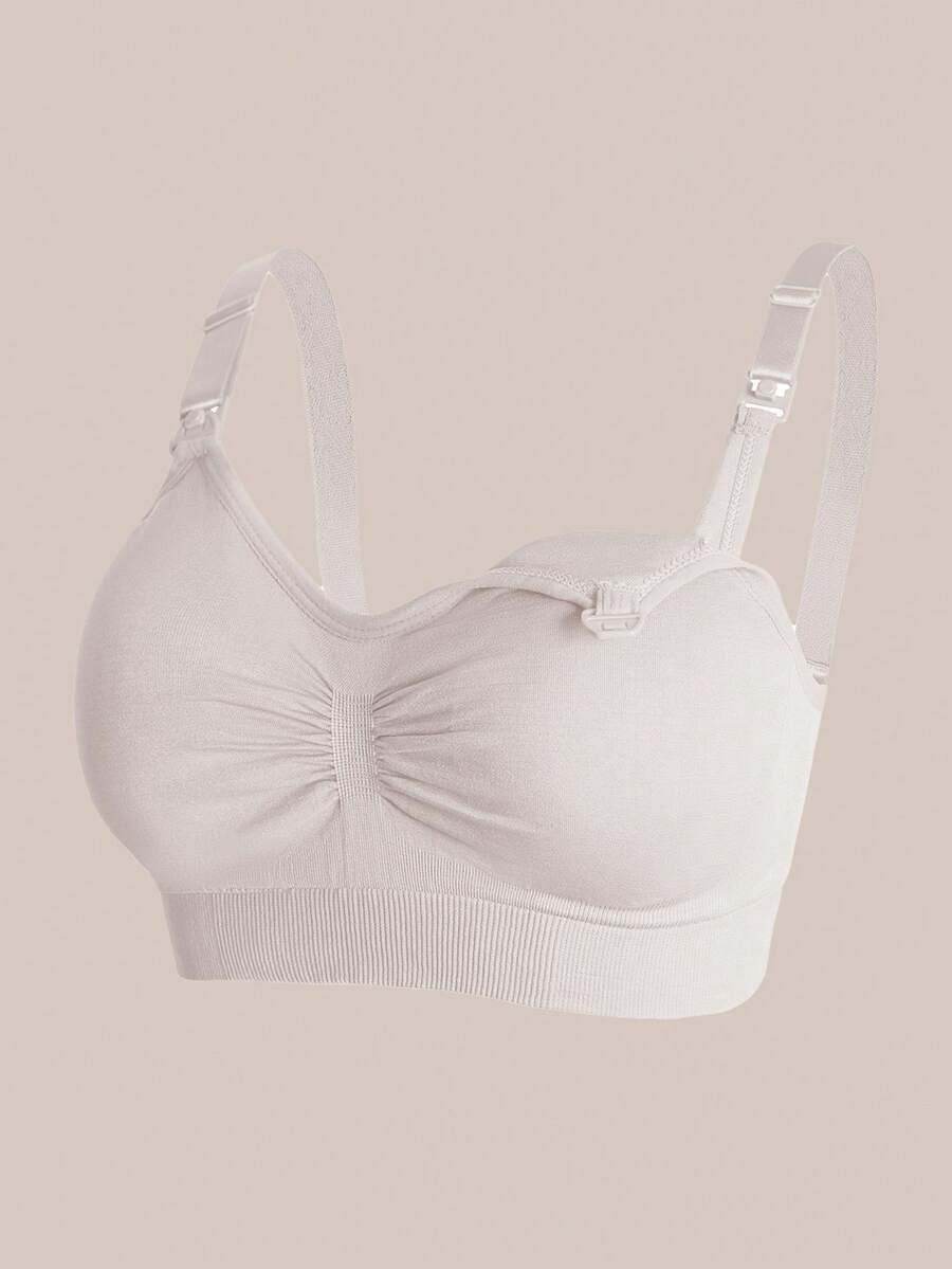 Maternity Nursing Bra Set 5 Pack - Nylon Seamless Front Clasp Wireless Breastfeeding, Pregnancy