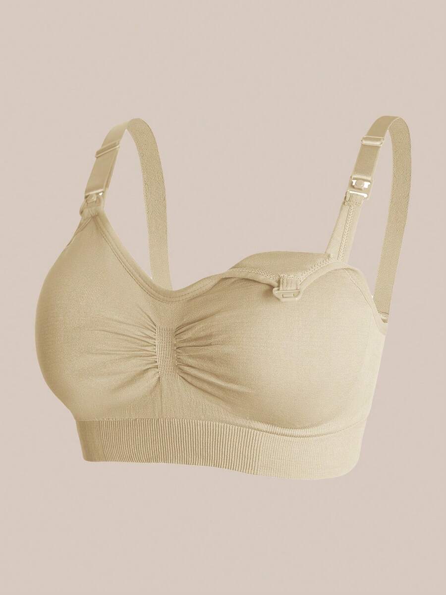 Maternity Nursing Bra Set 5 Pack - Nylon Seamless Front Clasp Wireless Breastfeeding, Pregnancy