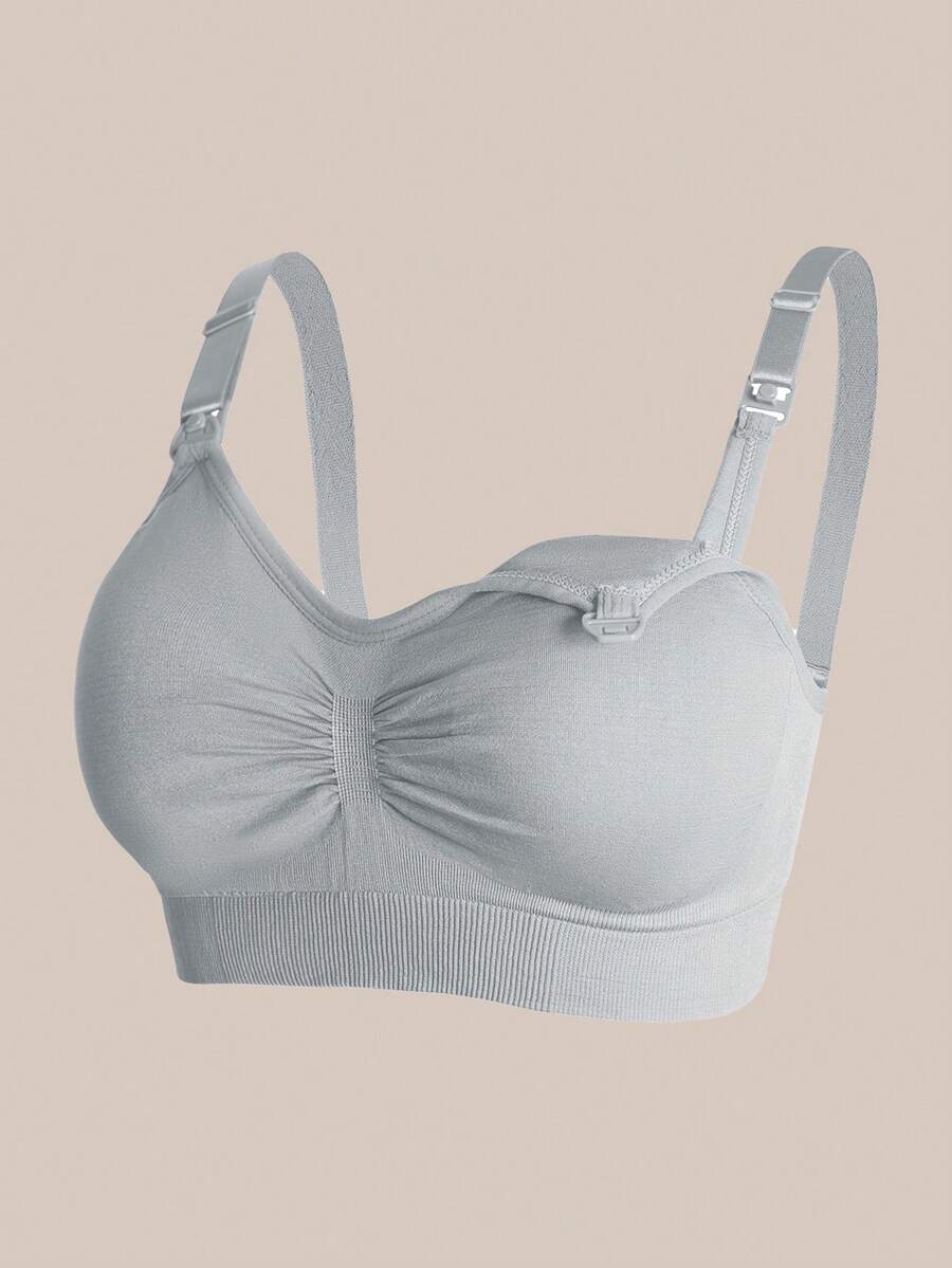 Maternity Nursing Bra Set 5 Pack - Nylon Seamless Front Clasp Wireless Breastfeeding, Pregnancy