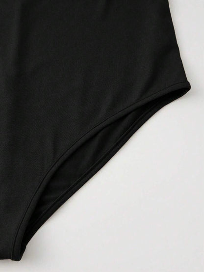 Elegant Black Deep V Neck Sleeveless Bodysuit, High Stretch Slim Fit Office Layering Top, Chic Plain Maternity Friendly Bodysuit
