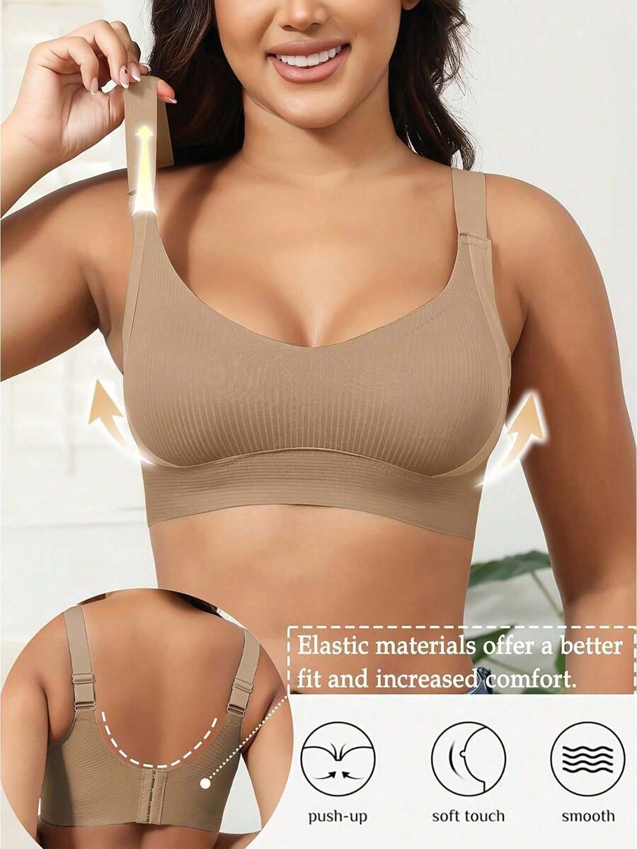 3-Piece Women's Breathable Plus Size Sports Bra - Wireless Lifting Support