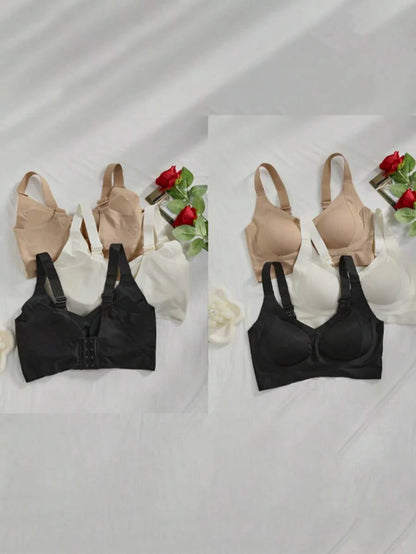 3-Piece Plus Size Seamless Sports Bra - Breathable Wireless Lifting Support