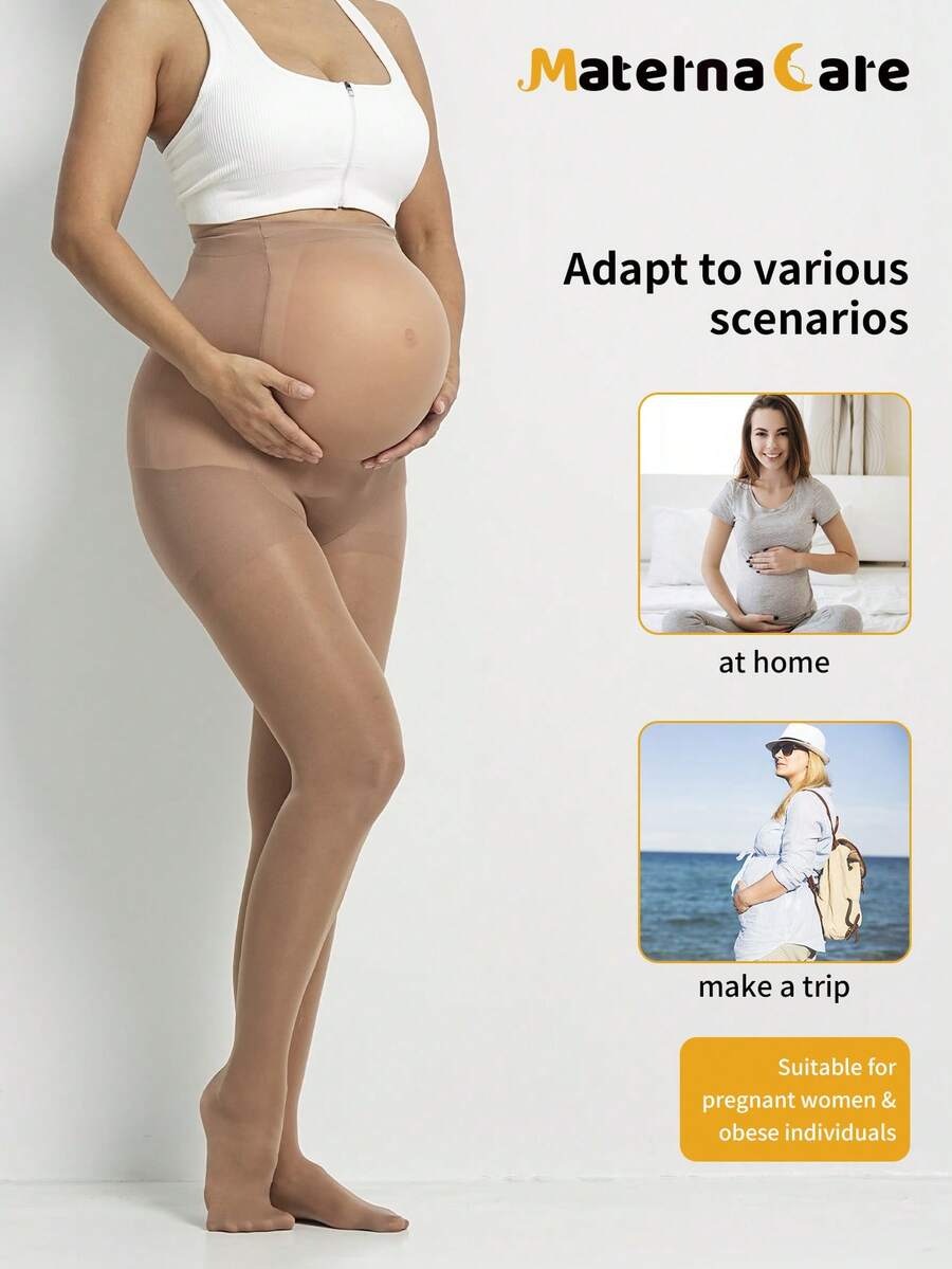 Maternity Leggings - Classic Solid Color 80D Semi Sheer Nylon Belly Support Soft, Daily Wear