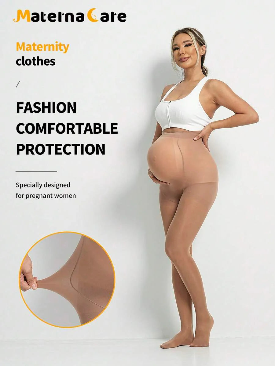 Maternity Leggings - Classic Solid Color 80D Semi Sheer Nylon Belly Support Soft, Daily Wear