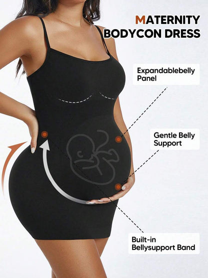 Maternity Comfortable Adjustable Spaghetti Strap Camisole - Solid Black Summer