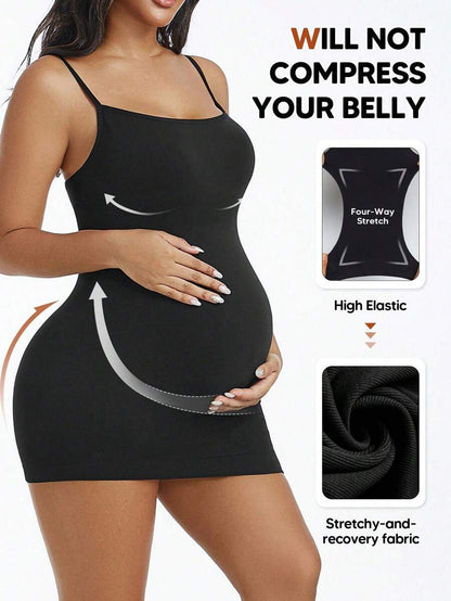 Maternity Comfortable Adjustable Spaghetti Strap Camisole - Solid Black Summer