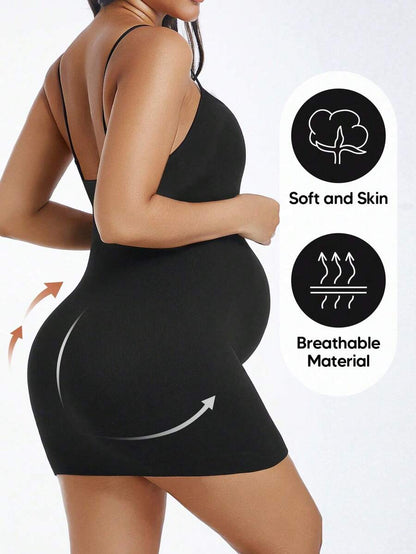 Maternity Comfortable Adjustable Spaghetti Strap Camisole - Solid Black Summer
