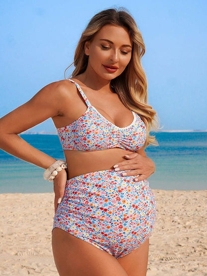 Maternity Pleated Shorts - Jacquard Boho Y2K High Waist Soft Lightweight Beach Daily Wear
