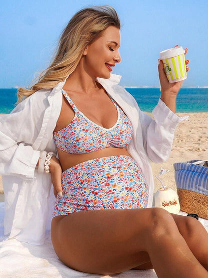 Maternity Pleated Shorts - Jacquard Boho Y2K High Waist Soft Lightweight Beach Daily Wear