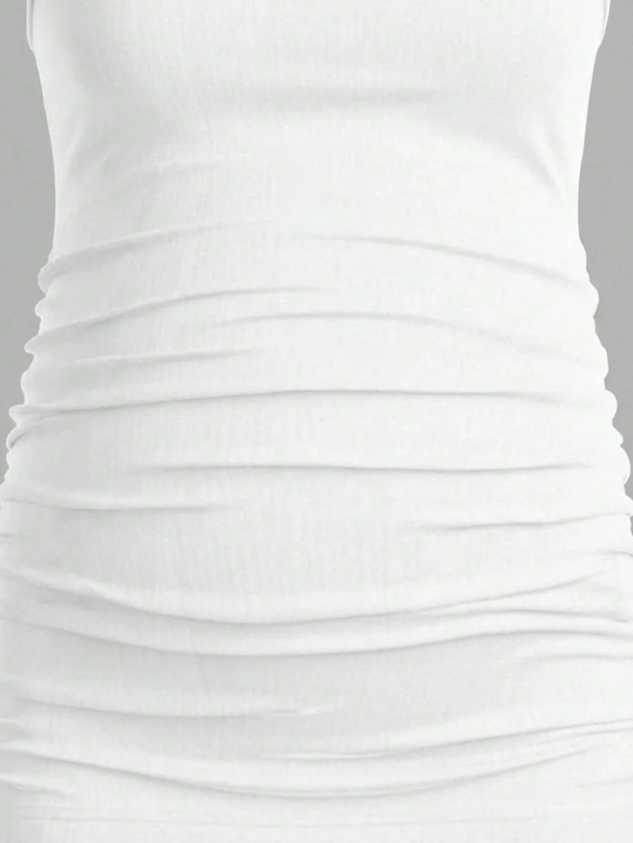 Maternity Ruched Tank Top 3-Pack - Square Neck, Slim Fit, Multicolor
