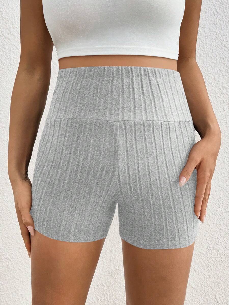 Black Rib-Knit Maternity Shorts - Ultra High Waist Elastic Comfort Pregnancy Shorts for Daily Wear with Button Detail